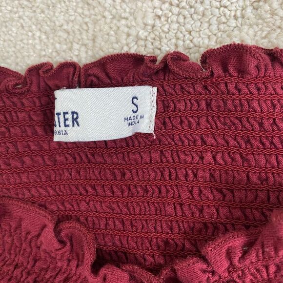 Early 2000s Burgundy Red Cropped Scrunched Criss Cross Crop Top Hollister Size S - Picture 8 of 8